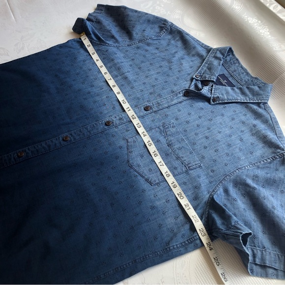American Eagle Men’s Size L Short Sleeves Shirt Button-Up Blue Jeans Denim Top - Picture 5 of 14